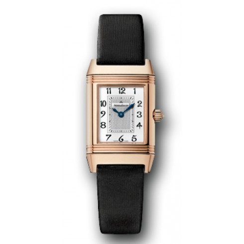 Jaeger LeCoultre Silver and Black 18kt Rose Gold Black Leather Ladies Watch Q2662420 watches