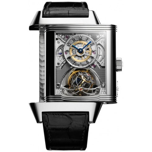 Jaeger LeCoultre Silver Dial Platinum Black Leather Men's Watch Q2336420 watches