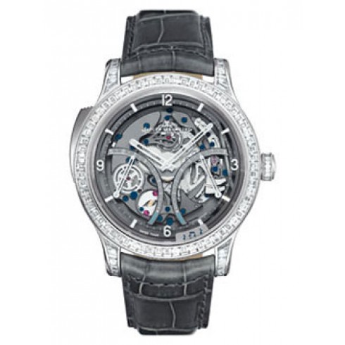 Jaeger LeCoultre Skeleton Dial Platinum Grey Leather Automatic Men's Watch Q1646423 watches