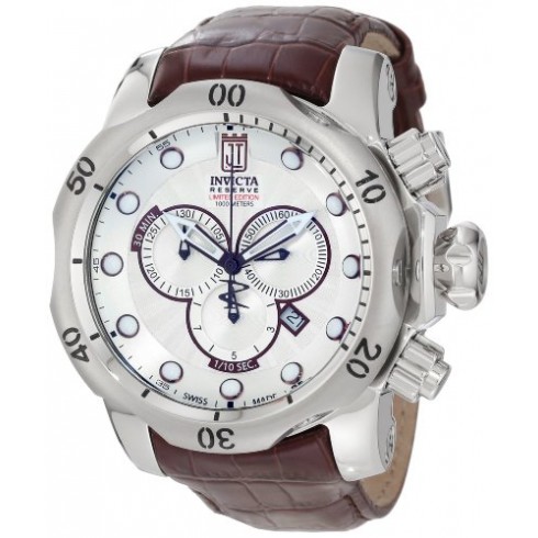Jason Taylor for Invicta Venom Chronograph Silver Dial Brown Leather Strap Men's Watch 12960 watches
