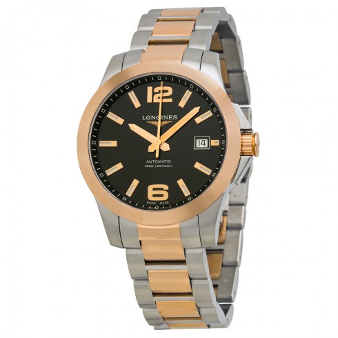 Longines Conquest Automatic Black Dial Rose Gold and Stainless Steel Men's Watch L36765567 watches