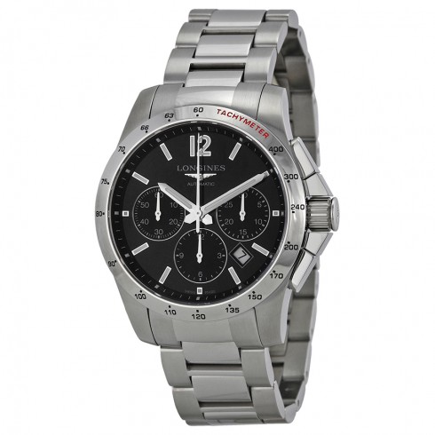 Longines Conquest Chronograph Black Dial Stainless Steel Men's Watch L27434566 watches