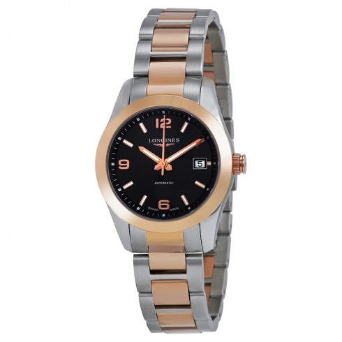 Longines Conquest Classic Black Dial Stainless Steel and 18kt Rose Gold Ladies Watch L2.285.5.56.7 watches