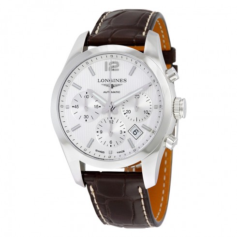 Longines Conquest Classic Chrono White Dial Brown Alligator Men's Watch L2.786.4.76.3 watches