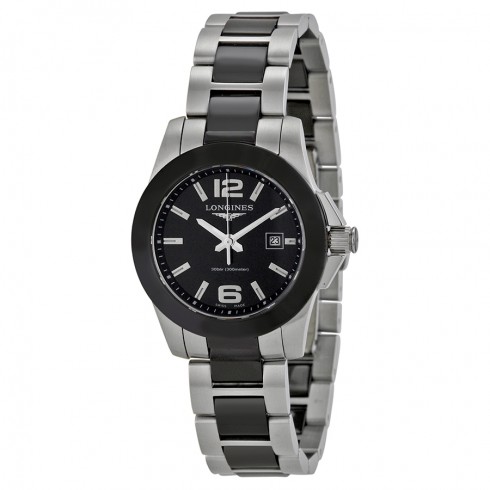 Longines Conquest White Dial Black Ceramic and Stainless Steel Watch L32574567 watches