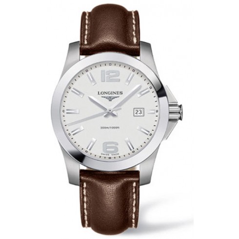 Longines Conquest White Dial Brown Leather Strap Men's Watch L3.659.4.76.5 watches