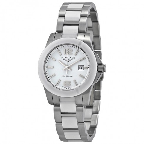 Longines Conquest White Dial White Ceramic and Stainless Steel Watch L32574167 watches