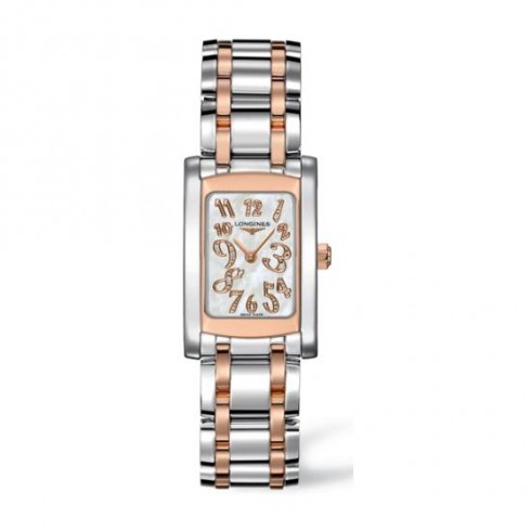Longines Dolce Vita Mother of Pearl Diamond Dial Steel and 18K Pink Gold Ladies Watch L51555977 watches
