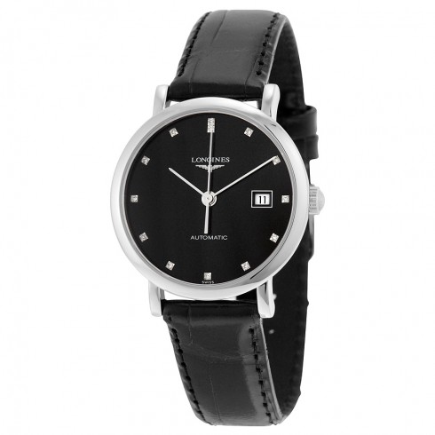 Longines Elegant Black Diamond Dial Automatic Ladies Watch L4.310.4.57.2 watches