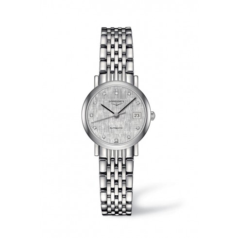 Longines Elegant Automatic Silver Dial Stainless Steel Diamond Ladies Watch L43094776 watches