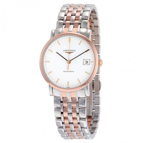 Longines Elegant White Dial 18k Rose Gold and Stainless Steel Automatic Men's Watch L48095127 watches