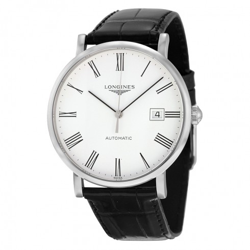 Longines Elegant White Dial Brown Alligator Leather Automatic Men's Watch L49104112 watches