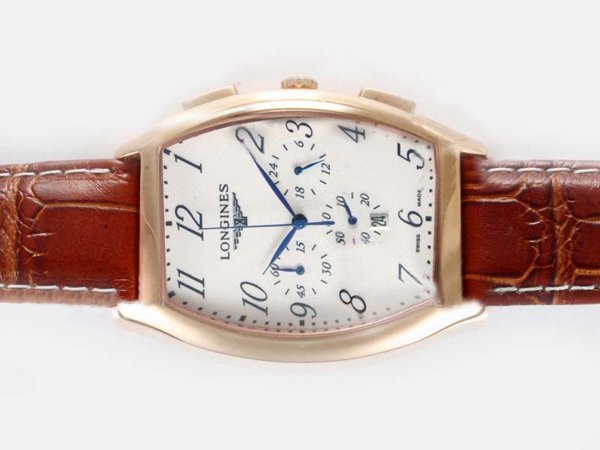 Longines Evidenza L2.156.0.73.2 Midsize Rose Gold Bezel Quartz Chronograph Watch watches