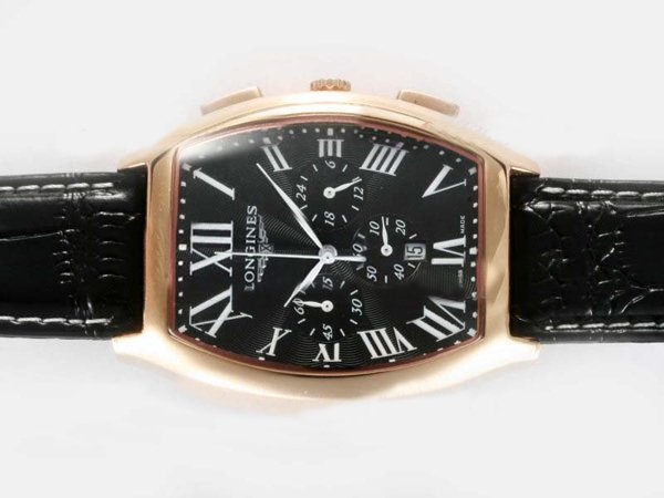Longines Evidenza L2.643.0.51.9 Rose Gold Bezel Black Dial Quartz Watch watches