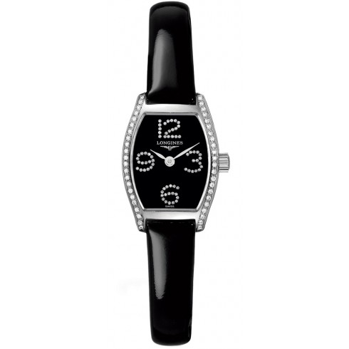 Longines Evidenza Mini Black Diamond Dial Black Leather Ladies Watch L21750572 watches