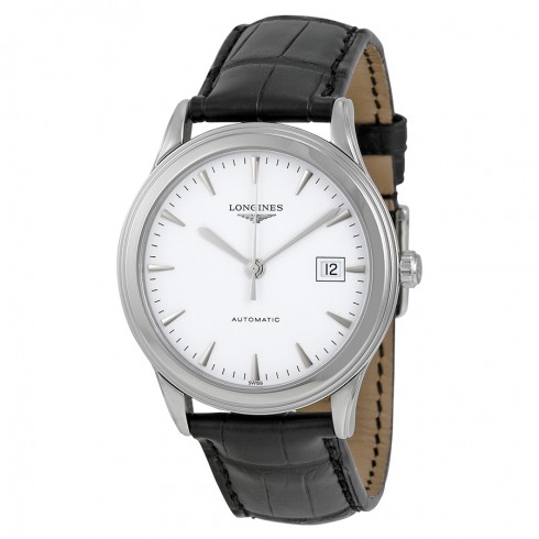 Longines Flagship Automatic White Dial Black Leather Mens Watch L48744122 watches