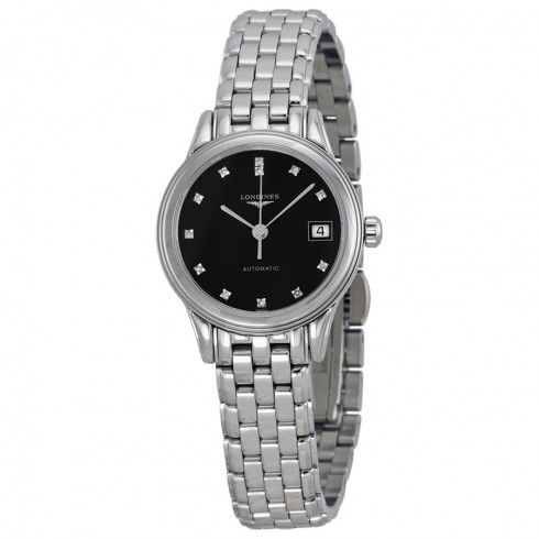 Longines Flagship Black Dial Diamond Ladies Watch L42744576 watches