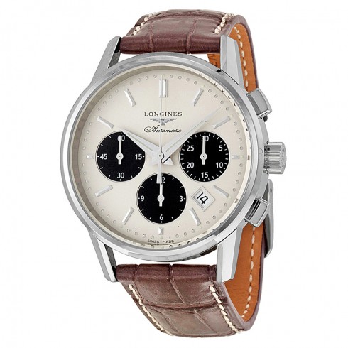 Longines Heritage Collection Automatic Chronograph Silver Dial Brown Leather Men's Watch L27494022 watches