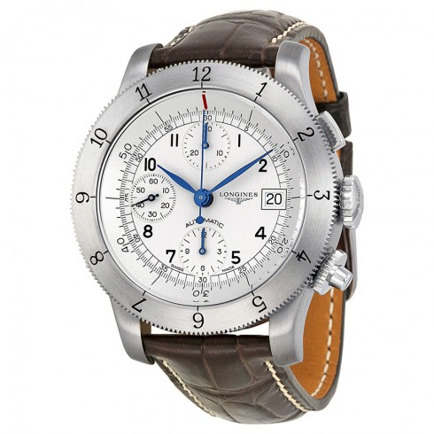 Longines Heritage Collection Chronograph Silver Dial Leather Men Watch L27414732 watches