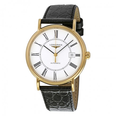 Longines La Grande Classic White Dial Gold-plated Black Leather Men's Watch 49212112 watches