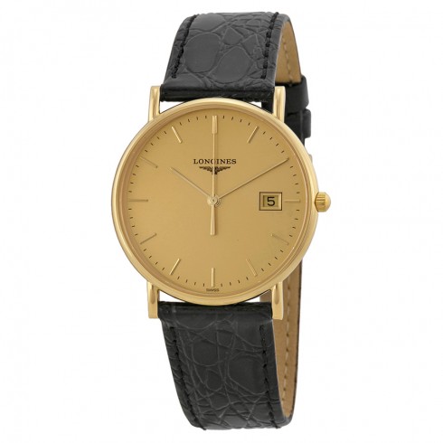 Longines La Grande Classique Champagne Dial 18kt Yellow Gold Black Alligator Leather Men's Watch L47436322 watches