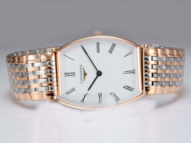 Longines La Grande Classique L47864116 Oval White Dial Rose Gold Stainless Steel Strap Watch watches