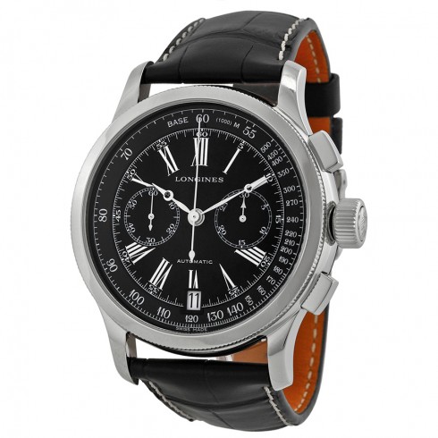 Longines Lindbergh Atlantic Chronograph Black Dial Black Leather Men's Watch L27304580 watches