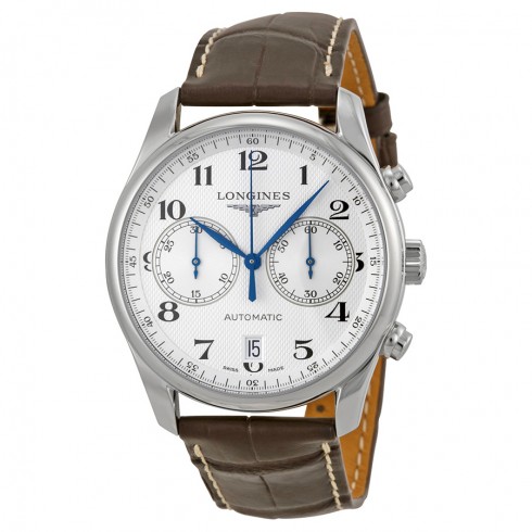 Longines Master Chronograph Silver Dial Brown Leather Men's Watch L26294783 watches