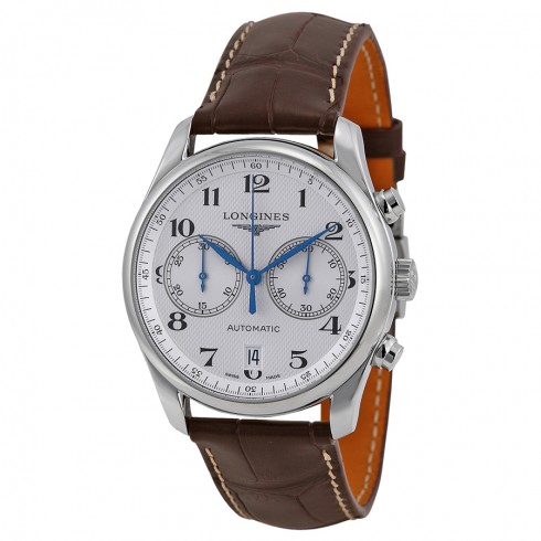 Longines Master Collection Automatic Chronograph Silver Dial Brown Leather Watch L26294785 watches