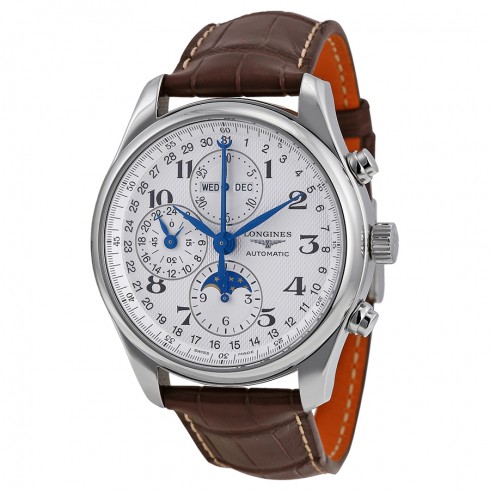 Replica Longines Master Collection Automatic Chronograph Silver Dial Brown Leather Men's Watch L27734783 Watch