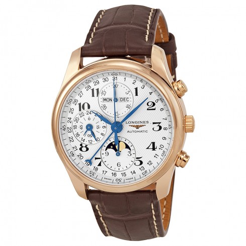 Longines Master Collection Chronograph White Dial Chronograph Brown Leather Men's Watch L26738783 watches