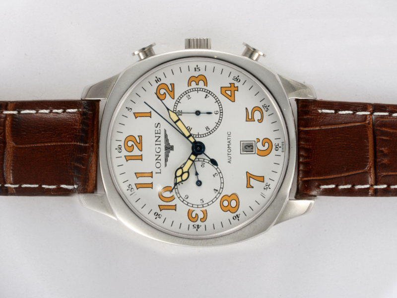 Longines Master Collection L2.629.4.78.3 Round Brown Crocodile Leather Strap Midsize Watch watches