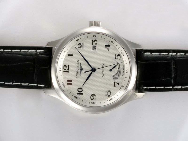 Longines Master Collection L2.666.4.78.6 Black Ostrich Leather Strap Round Midsize Watch watches