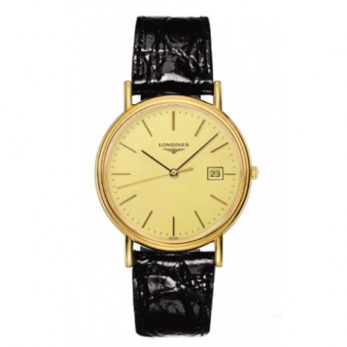 Longines Presence Gold-tone Dial Black Leather Strap Men's Watch L4.790.2.32.2 watches
