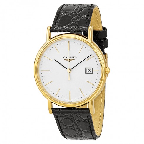 Longines Presence White Dial Black Leather Men's Watch L47902122 watches