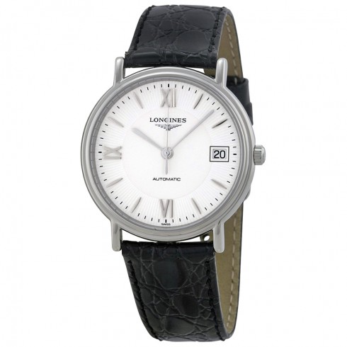 Longines Presence White Dial Black Leather Unisex Watch Men's Watch L4.874.4.52.2 watches