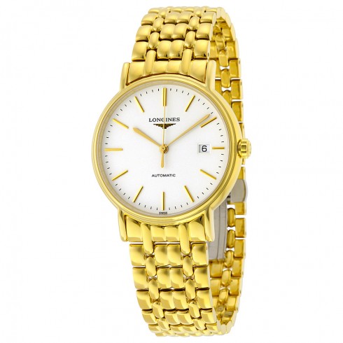 Longines Presence White Dial Yellow Gold PVD Steel Men's Watch L49212128 watches