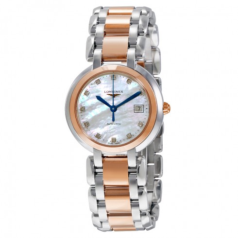 Longines Primaluna Mother of Pearl DialStainless Steel 18kt Rose Gold Ladies Watch L8.113.5.87.6 watches