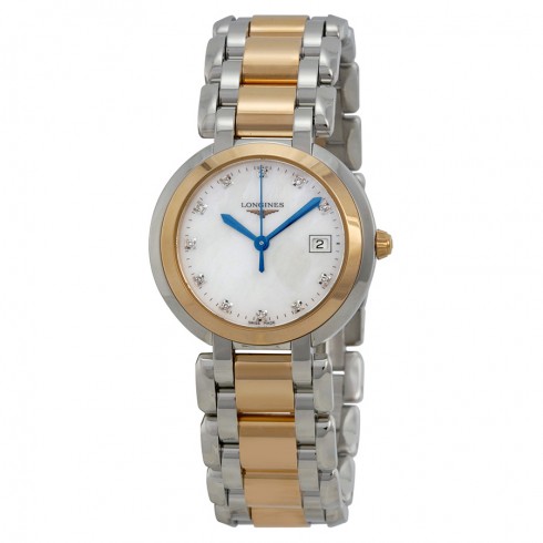 Longines Primaluna White Mother of Pearl Stainless Steel and 18kt Rose Gold Dial Ladies Watch L8.112.5.87.6 watches
