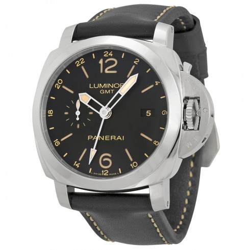 Luminor 1950 3 Days GMT 24H Automatic Acciaio Black Dial Black Leather Men's Watch PAM00531 watches
