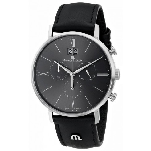 Maurice Lacroix Eliros Black Dial Black Leather Strap Stainless Steel Case Men's Quartz Watch EL1088-SS001-810 watches