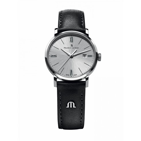 Maurice Lacroix Eliros Date Silver Dial Black Leather Strap Ladies Quartz Watch EL1084-SS001-110 watches