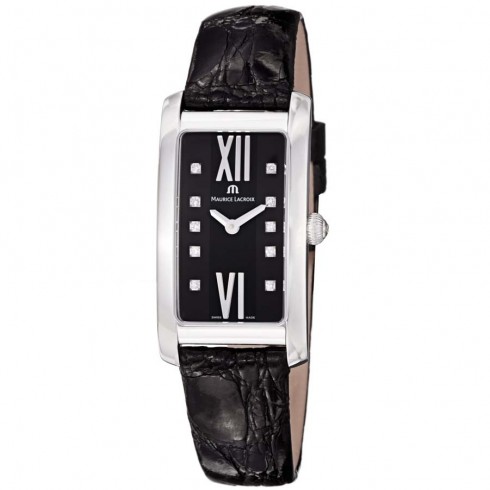 Maurice Lacroix Fiaba Black Dial Black Alligator-Crocodile Leather Ladies Quartz Watch FA2164-SS001-350 watches