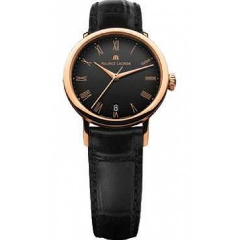Maurice Lacroix Les Classiques Black Dial Black Alligator Leather Automatic Ladies Watch LC6013-PG101-310 watches