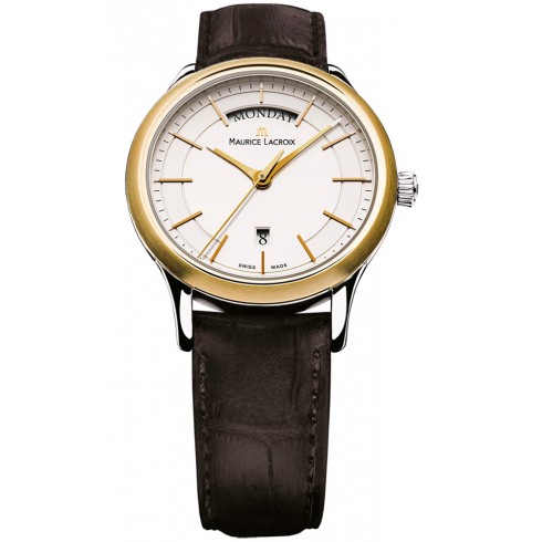 Maurice Lacroix Les Classiques Brown Leather Gold-Tone Stainless Steel Ladies Quartz Watch LC1007-PVY11-130 watches