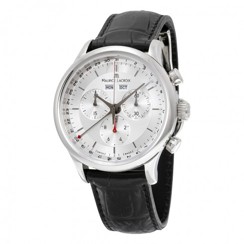 Maurice Lacroix Les Classiques Chronographe Silver Dial Black Leather Men's Quartz Watch LC1228-SS001-131 watches