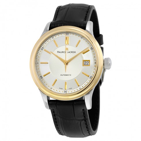 Maurice Lacroix Les Classiques Date Silver Dial Black Calfskin Leather Automatc Men's Watch LC6027-PS101-131 watches