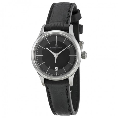 Maurice Lacroix Les Classiques Date Black Dial Black Leather Ladies Quartz Watch LC1113-SS001-330 watches
