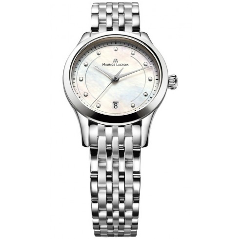 Maurice Lacroix Les Classiques Date Midsize Mother Of Pearl Dial Stainless Steel Ladies Quartz Watch LC1026-SS002-170 watches