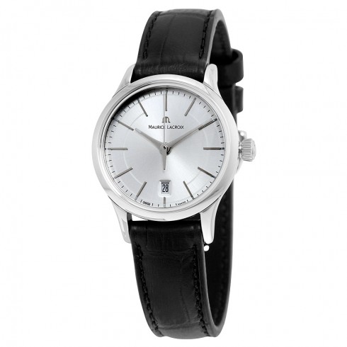Maurice Lacroix Les Classiques Date Silver Dial Black Leather Ladies Quartz Watch LC1113-SS001-130 watches